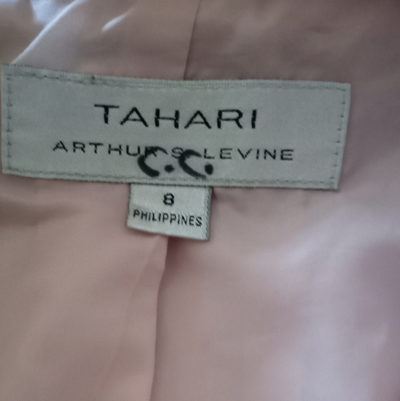 Tahari Dusky Rose Ruffled Leopard Print Trim Suit Coat by Arthur Levine- Sz: 8 - Picture 4 of 4